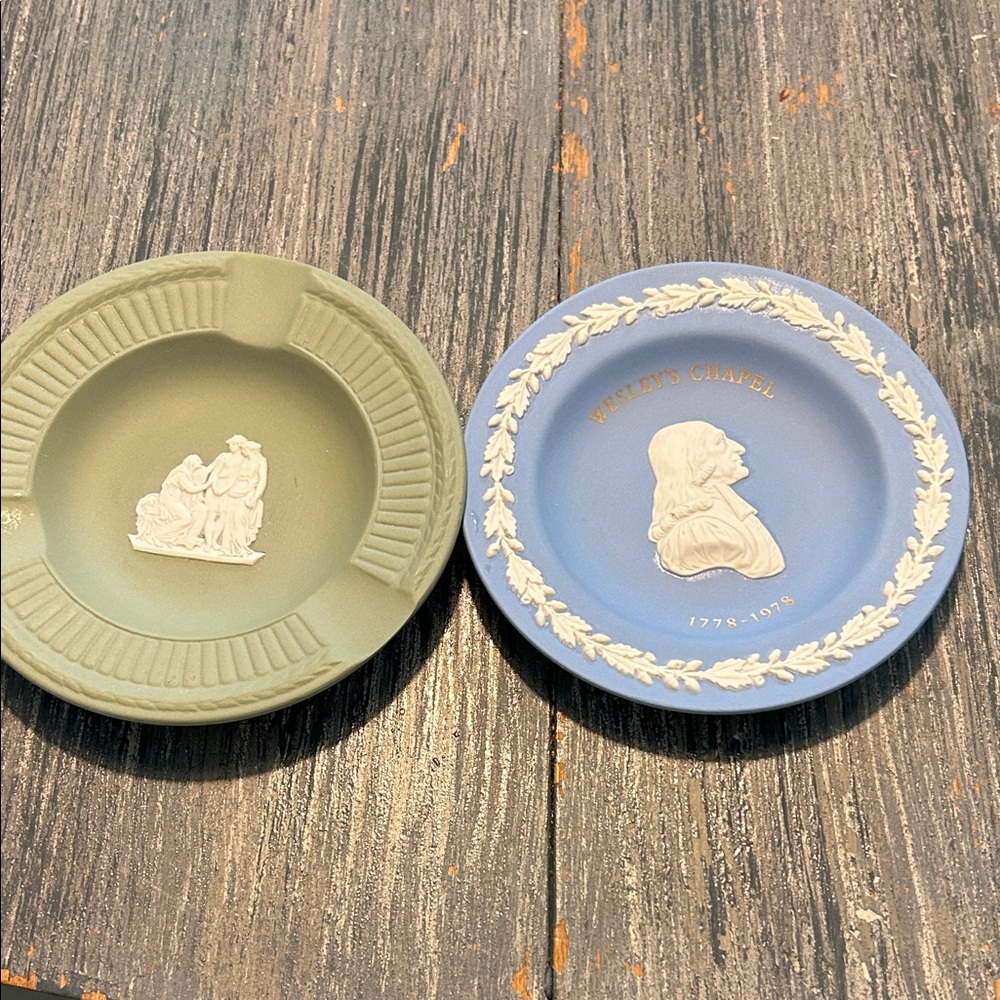 Wedgwood Sage Green and Sky Blue Collectible Dishes Cottage Core